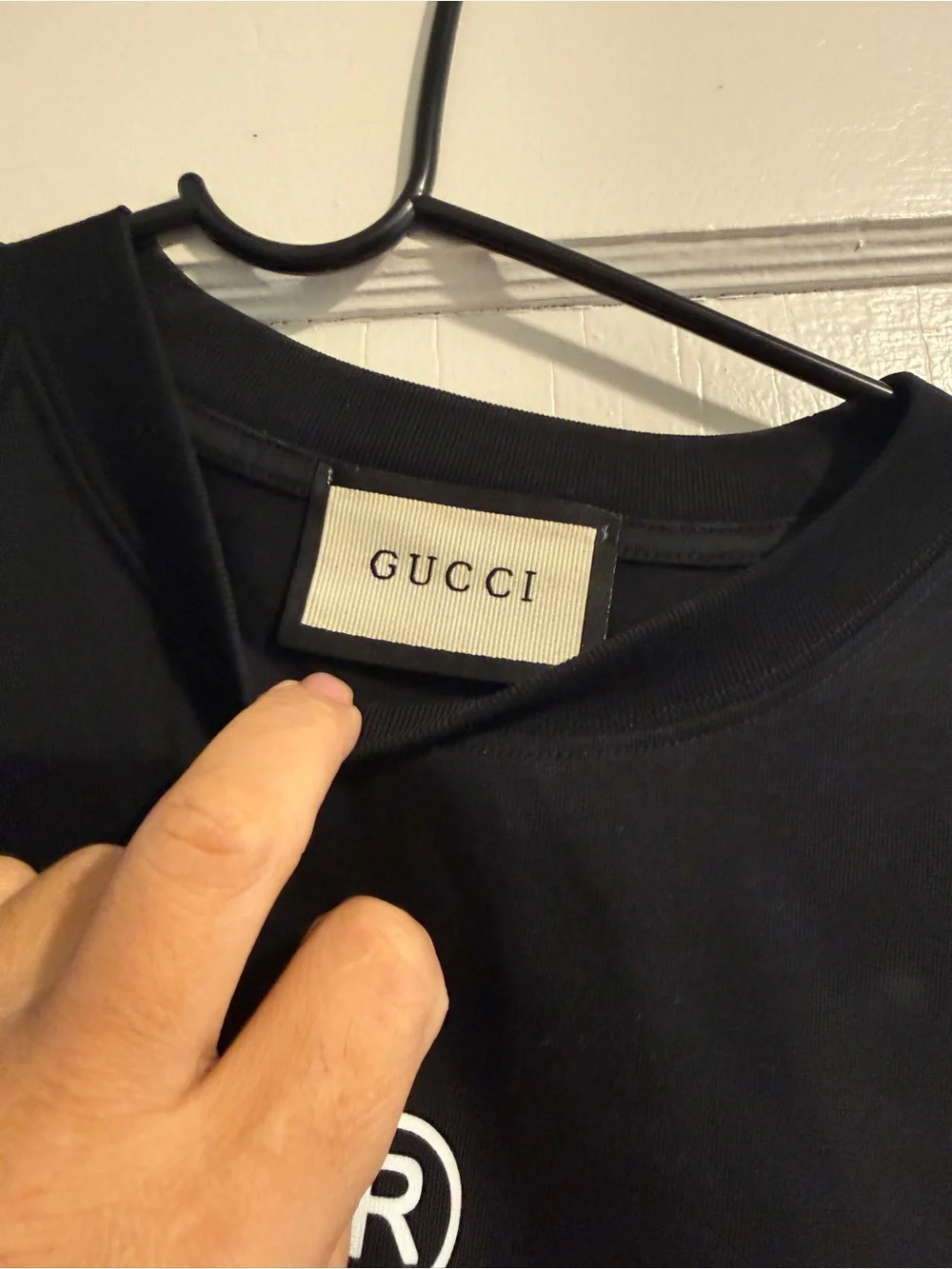 Gucci Black T-Shirt with White Logo